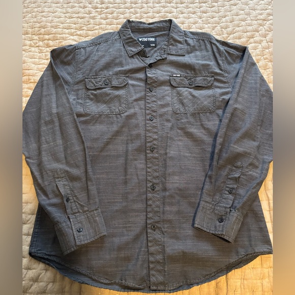 Y2K Zoo York Long Sleeve Gray Button Up Shirt Size L - Picture 1 of 5